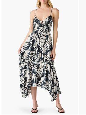 Steve Madden Black & Ivory Tie-Dye High-Low Maxi Dress
